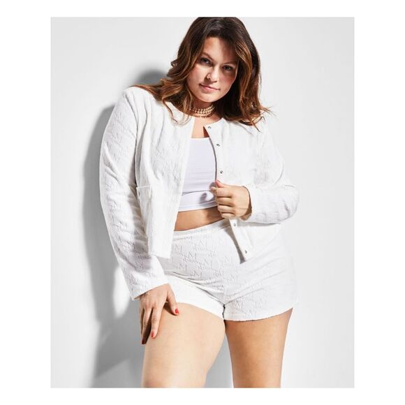 ROYALTY BY MALUMA Womens White Shoulder Pads Logo Button Down Jacket M - Picture 3 of 4